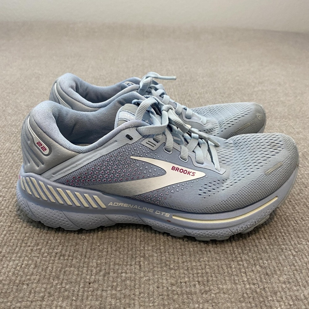 Brooks Adrenaline GTS 22 Shoes Womens Size 7 Blue Mesh‎ Cushioned 1203531B427
